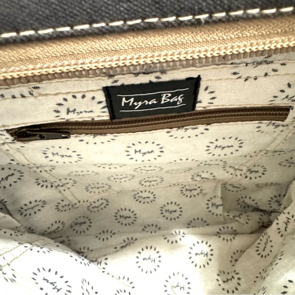 Myra Bag Artist's Impression Hairon Flapover Canvas & Leather Backpack Boho Chic - Picture 6 of 9